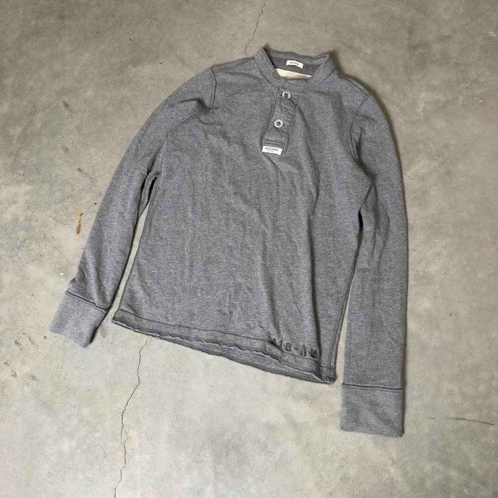 Abercrombie Henley Long‎ Sleeve Shirt Kids XL Grey Casual Heritage Preppy Basic